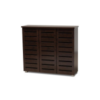 Baxton Studio SC863533-Wenge Adalwin 3-Door Wooden Entryway Shoes Storage Cabinet in Dark Brown